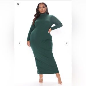 Fashion Nova Green Turtleneck Bodycon Dress